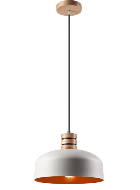 1 NOWOCZESNA LAMPA METALOWA COSMO LOFT BIAŁA/ORANGE DREWNO 1 NOWOCZESNA LAMPA METALOWA COSMO LOFT BIAŁA/ORANGE DREWNO