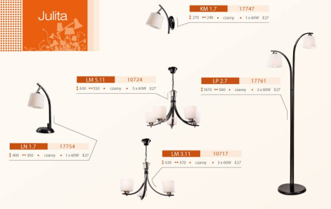 1 LAMPKA NOCNA JULITA CZARNA 1 LAMPKA NOCNA JULITA CZARNA
