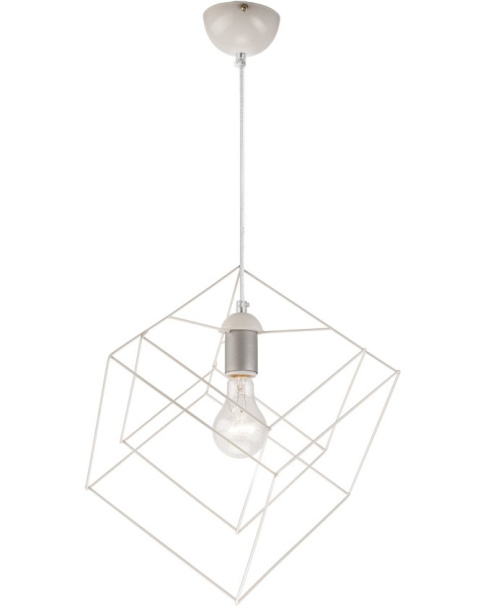 SZEŚCIAN lampa wisząca druciana biała SZEŚCIAN lampa wisząca druciana biała