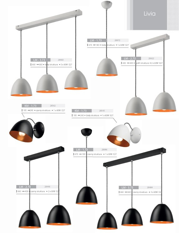 LIVIA lampa wisząca 2-punktowa listwa czarna - orange LIVIA lampa wisząca 2-punktowa listwa czarna - orange