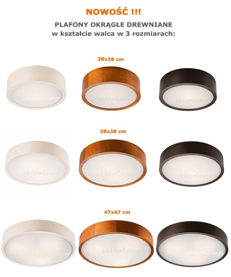 EVELINA plafon LED 12W drewniany 28 cm bielona sosna EVELINA plafon LED 12W drewniany 28 cm bielona sosna