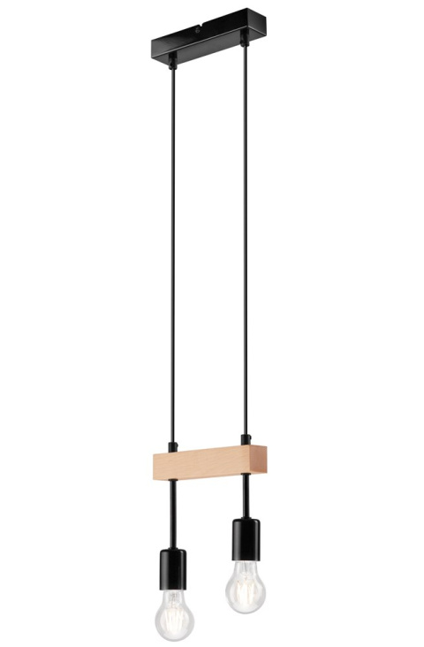 ORAZIO lampa wisząca 2-punktowa czarna - naturalny buk ORAZIO lampa wisząca 2-punktowa czarna - naturalny buk