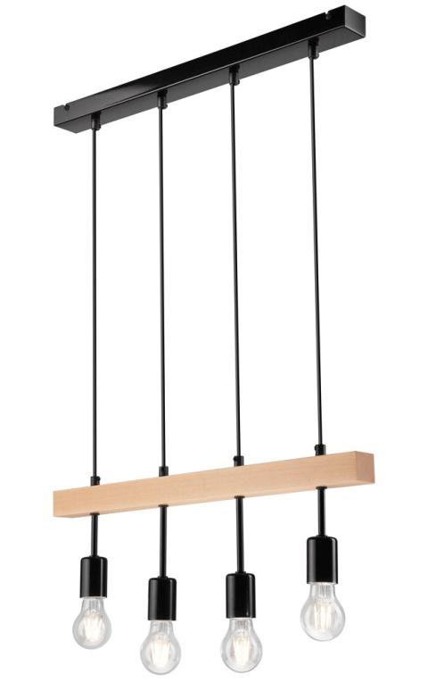 ORAZIO lampa wisząca 4-punktowa czarna - naturalny buk ORAZIO lampa wisząca 4-punktowa czarna - naturalny buk