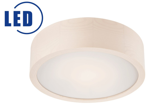 MODERN plafon LED 12W drewniany 28 cm bielona sosna