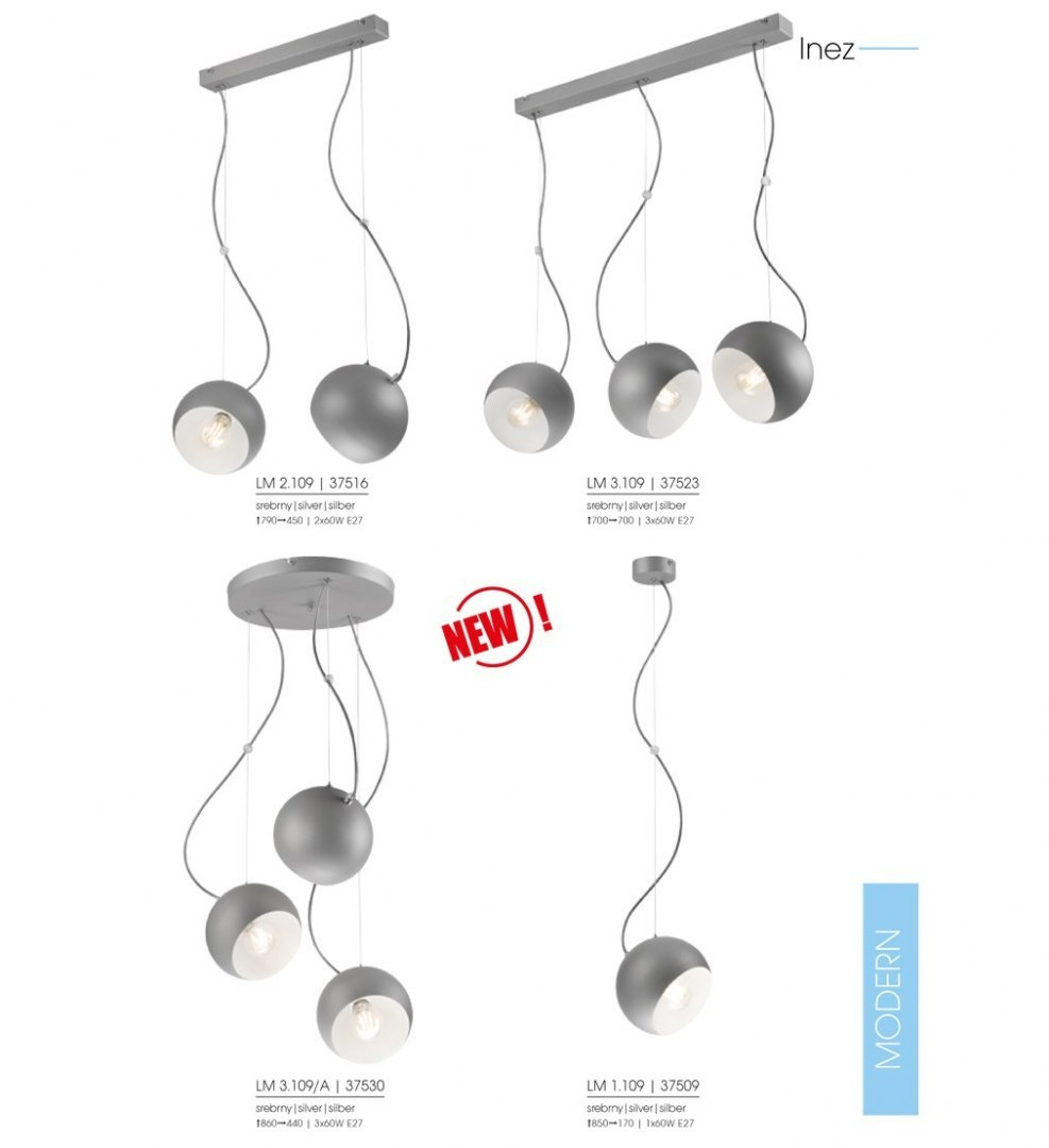 INEZ lampa wisząca 1-punktowa srebrna INEZ lampa wisząca 1-punktowa srebrna