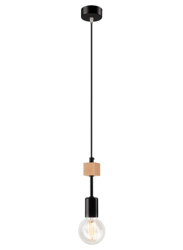 ORAZIO lampa wisząca 1-punktowa czarna - naturalny buk ORAZIO lampa wisząca 1-punktowa czarna - naturalny buk