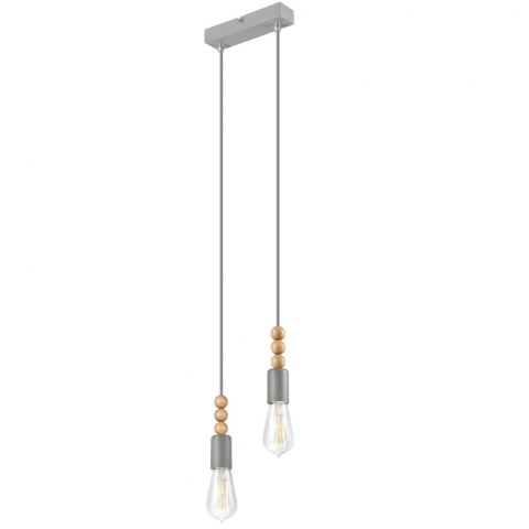2 SREBRNA NOWOCZESNA LAMPA WISZĄCA SIMON DREWNO BUK - KORALE 2 SREBRNA NOWOCZESNA LAMPA WISZĄCA SIMON DREWNO BUK - KORALE