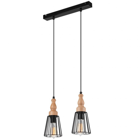 2 CZARNA DRUCIANA LAMPA WISZĄCA INGRID LOFT, INDUSTRIAL DREWNO BUK 2 CZARNA DRUCIANA LAMPA WISZĄCA INGRID LOFT, INDUSTRIAL DREWNO BUK