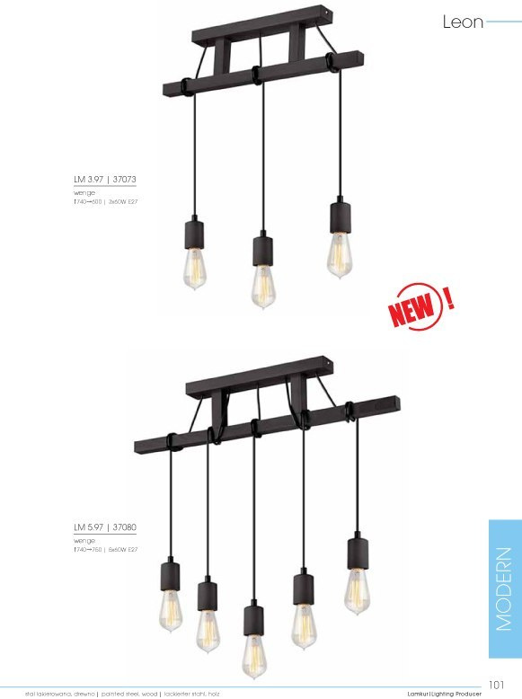 LEON lampa wisząca 3-punktowa wenge LEON lampa wisząca 3-punktowa wenge