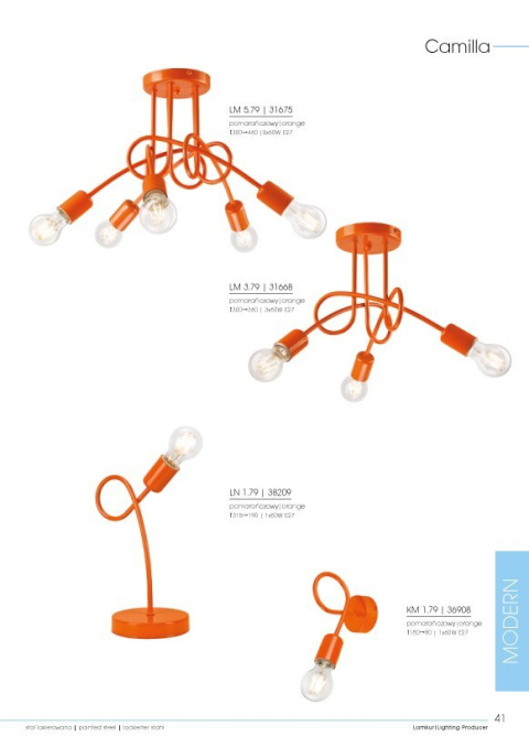 3 NOWOCZESNA LAMPA SUFITOWA CAMILLA SUPEŁEK EDISON LOFT ORANGE 3 NOWOCZESNA LAMPA SUFITOWA CAMILLA SUPEŁEK EDISON LOFT ORANGE