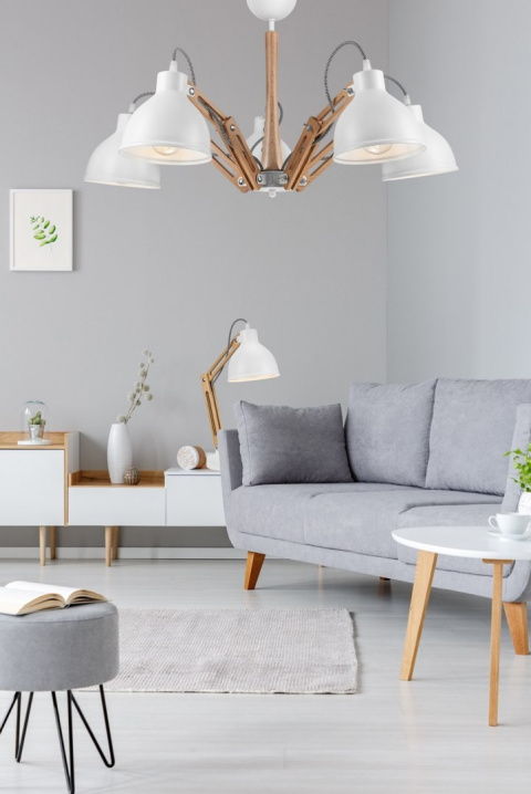 5 NOWOCZESNA BIAŁA LAMPA MARCELLO DREWNO BUK - PAJĄK LOFT SKANDI 5 NOWOCZESNA BIAŁA LAMPA MARCELLO DREWNO BUK - PAJĄK LOFT SKANDI