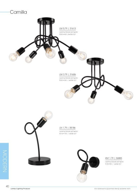 5 NOWOCZESNA LAMPA CAMILLA PLAFON SUPEŁEK LOFT CZARNA 5 NOWOCZESNA LAMPA CAMILLA PLAFON SUPEŁEK LOFT CZARNA