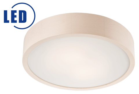 MODERN plafon LED 19W drewniany 38 cm bielona sosna