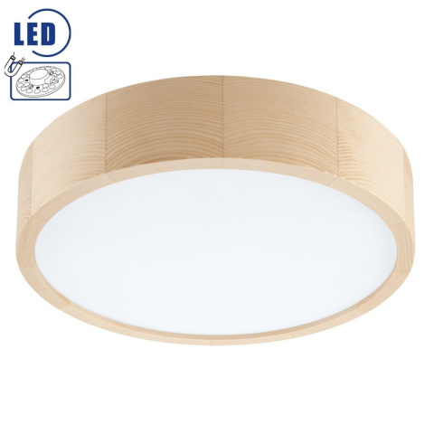 MODERN plafon LED 19W drewniany 38 cm sosna