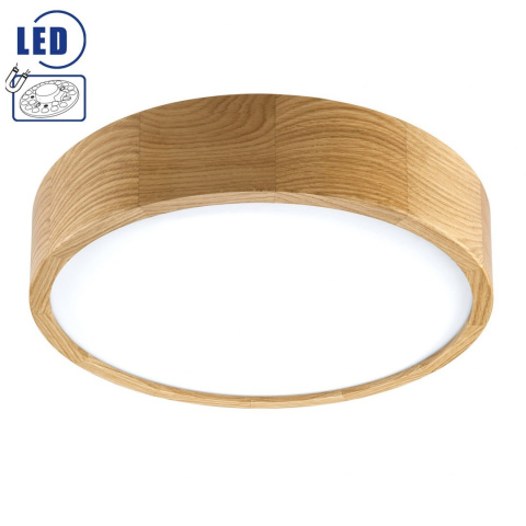 MODERN plafon LED 19W drewniany 38 cm dębowy