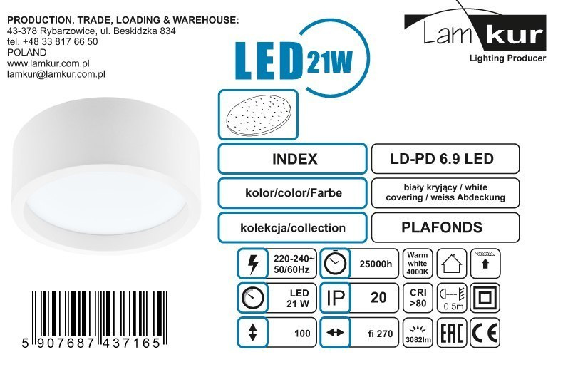VENUS plafon LED 21W drewniany 27 cm oliwka VENUS plafon LED 21W drewniany 27 cm oliwka