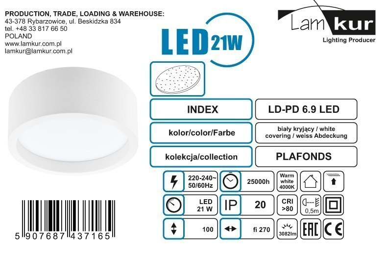 VENUS plafon LED 21W drewniany 27 cm calvados VENUS plafon LED 21W drewniany 27 cm calvados