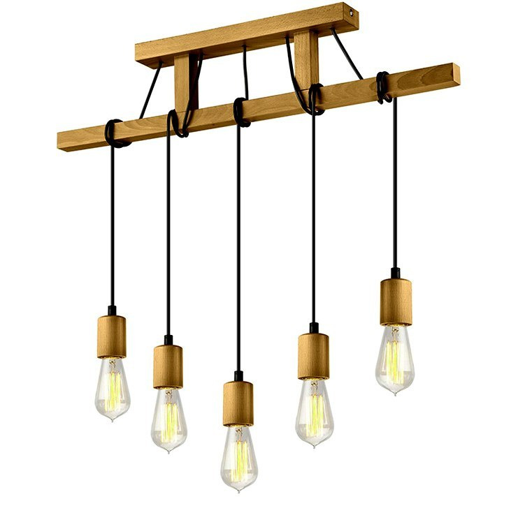 LEON lampa wisząca 5-punktowa drewno oliwka LEON lampa wisząca 5-punktowa drewno oliwka