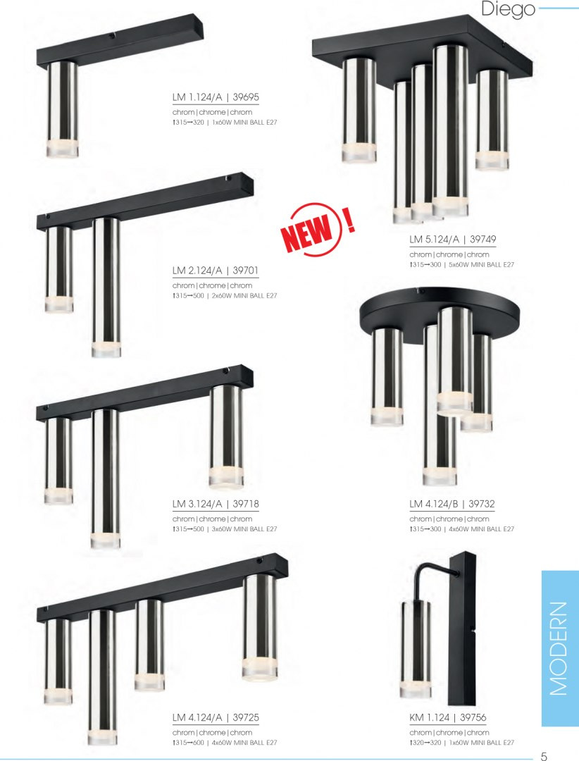 DIEGO plafon - lampa sufitowa 4-punktowa czarna - chrom DIEGO plafon - lampa sufitowa 4-punktowa czarna - chrom