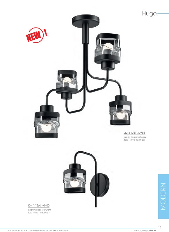 HUGO żyrandol - lampa sufitowa 2-punktowa czarna HUGO żyrandol - lampa sufitowa 2-punktowa czarna