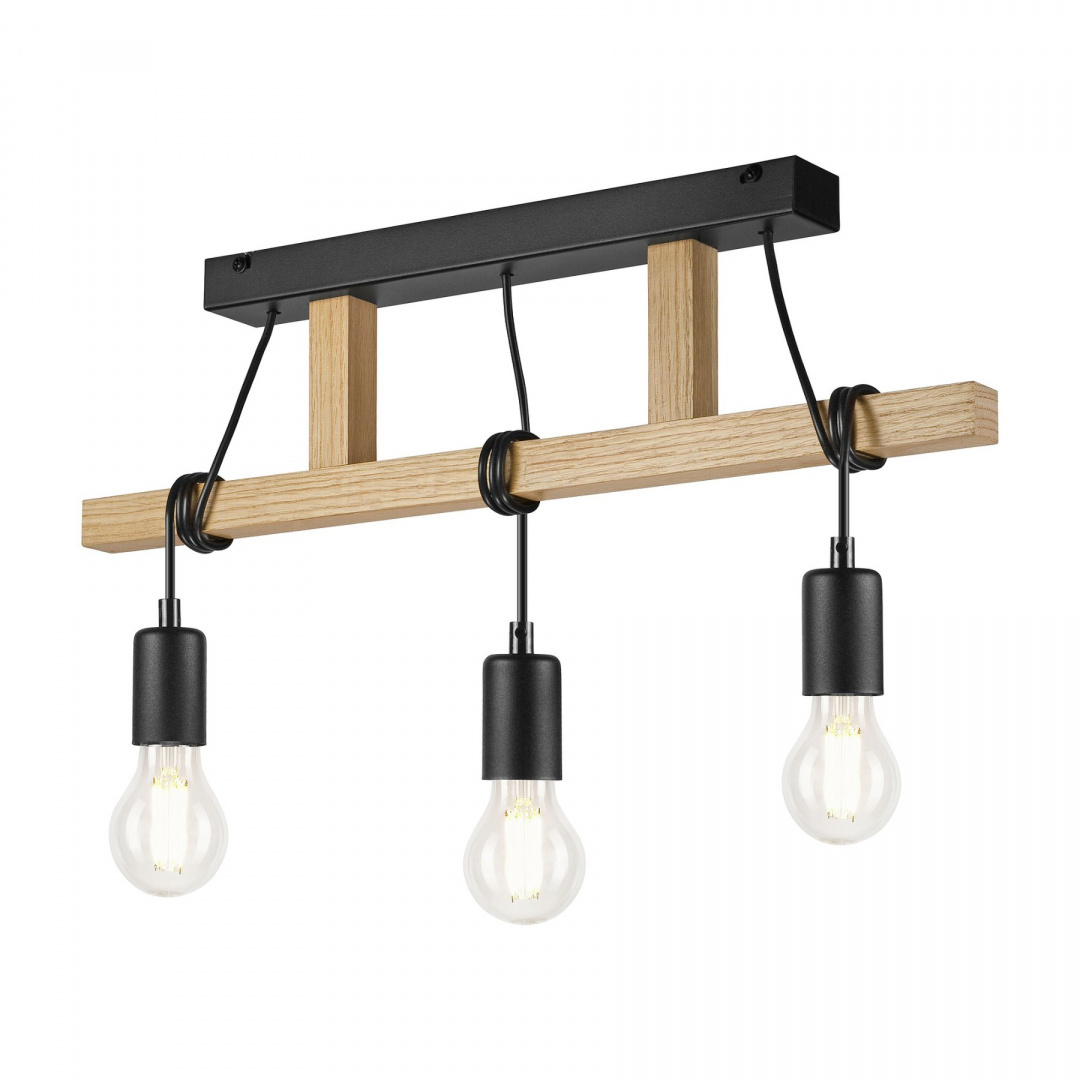 LEONIDAS lampa wisząca 3-punktowa dąb/czarna LEONIDAS lampa wisząca 3-punktowa dąb/czarna