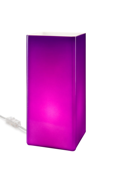 Lampka nocna szklana prostopadłościan fioletowa Lampka nocna szklana prostopadłościan fioletowa