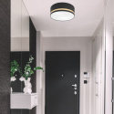 GLORIA plafon - lampa sufitowa 2-punktowa czarna ze złotym paskiem / abażur 35cm
